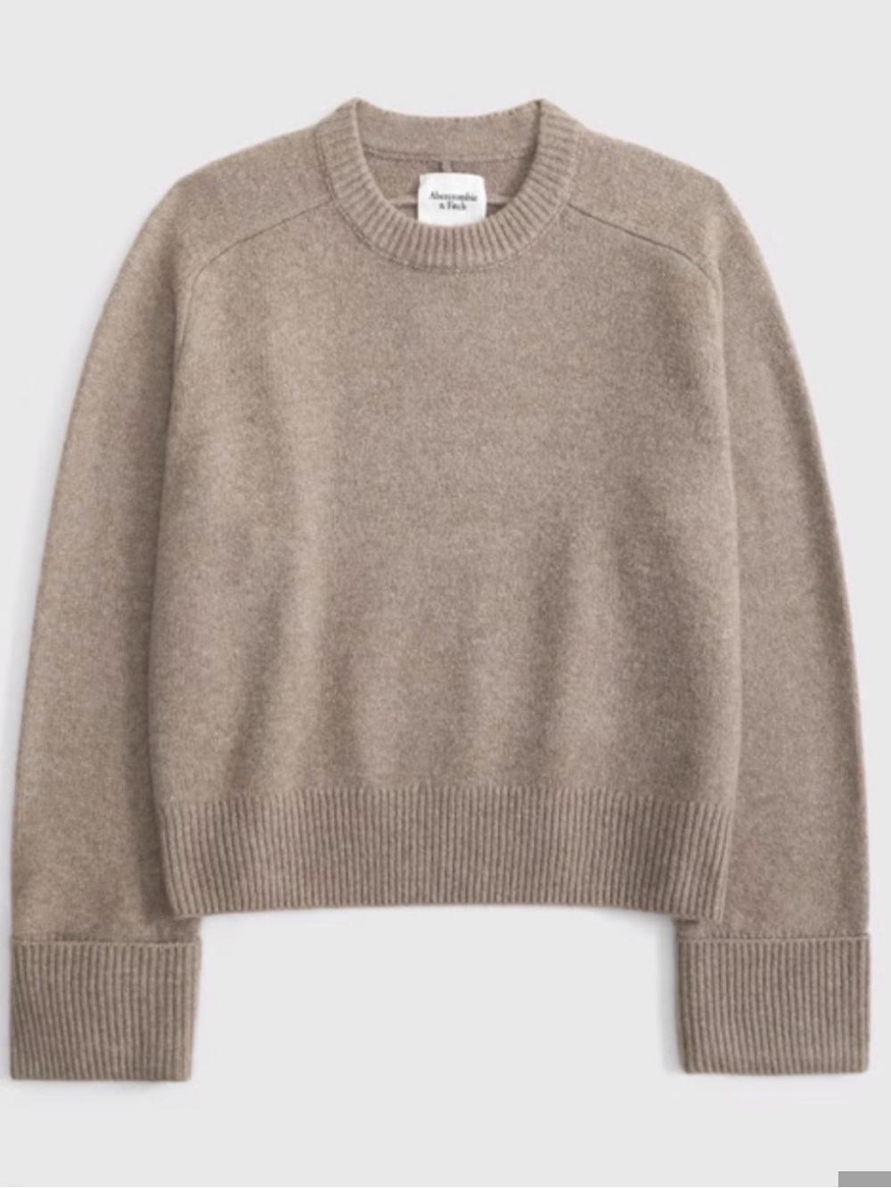 Abercrombie & Fitch Madeline Cropped Crewneck Sweater in Taupe